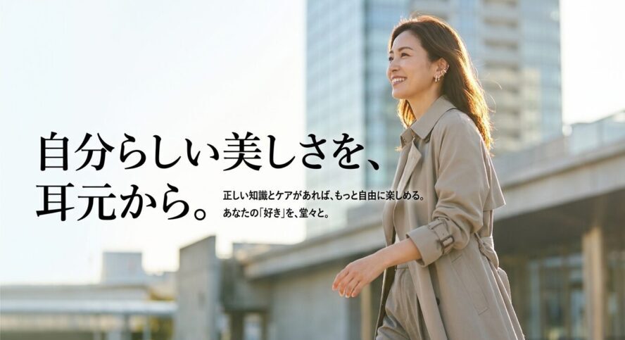 正しい知識とケアで、自分らしいピアスの美しさを自由に楽しむためのメッセージ