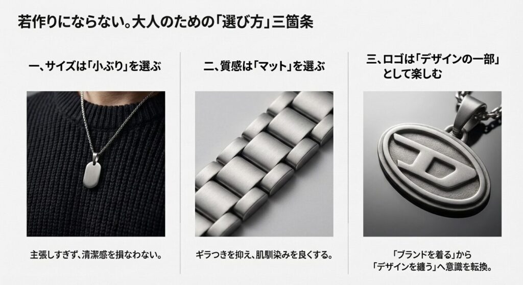 40代以上がディーゼルを選ぶ際の「小ぶり・マット・デザインの一部」という3つのポイント解説