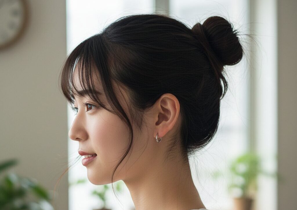 家に帰ったら即座に髪を結んで患部を風に当ている様子