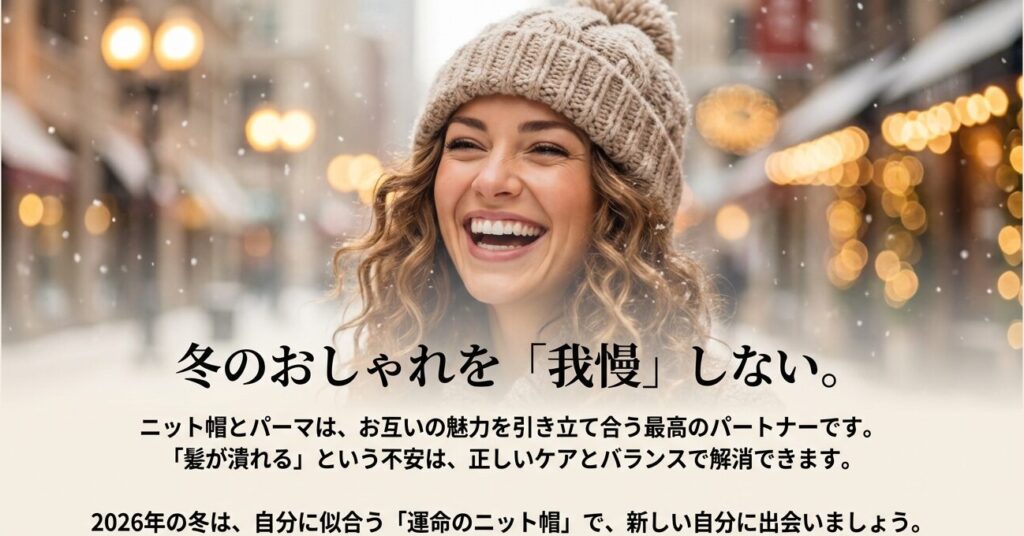 ニット帽とパーマでレディースの冬をおしゃれに彩る