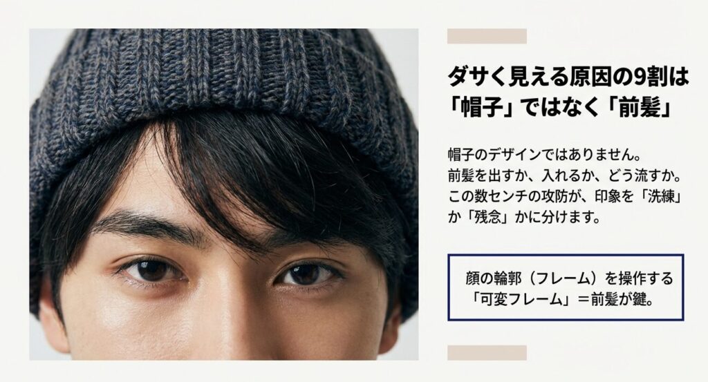 ニット帽がダサく見える原因の9割は帽子のデザインではなく前髪の処理にあるという論理的解説