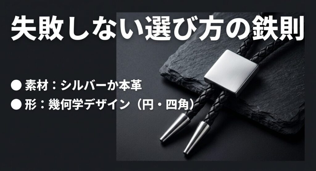 失敗しないループタイの選び方・シルバー素材と幾何学デザインの推奨