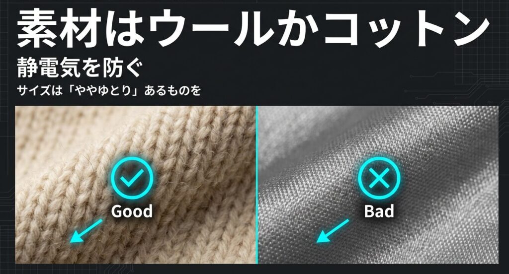 ニット帽の素材選びガイド。静電気を防ぐウールやコットンの推奨と、サイズ感についての注意点