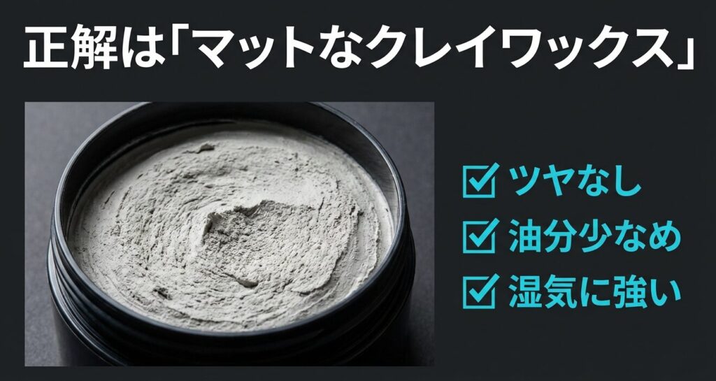 マットな質感のクレイワックスの中身。油分が少なく、パサッとしたドライなテクスチャーの拡大写真