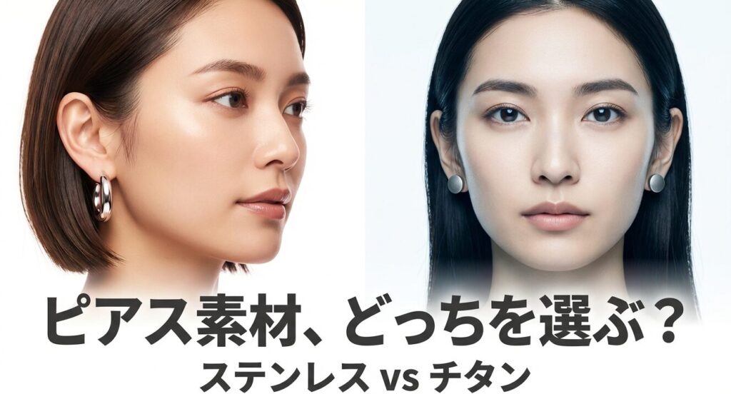 ピアス素材のステンレスとチタンを比較するタイトル画像