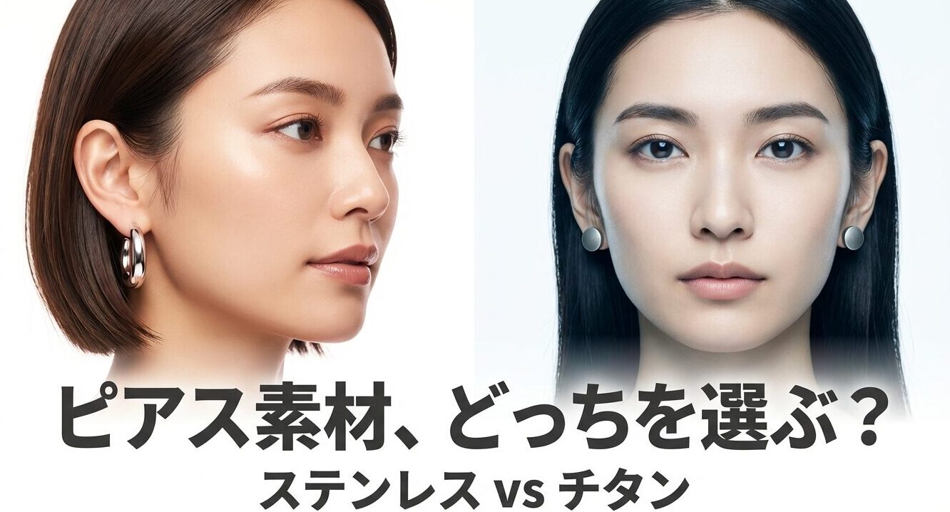 ピアス素材のステンレスとチタンを比較するタイトル画像