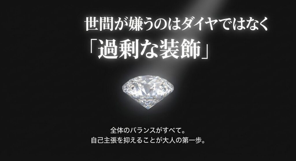 世間が嫌うのはダイヤではなく過剰な装飾。全体のバランスを重視し自己主張を抑えることが大人の第一歩。