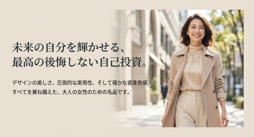 デザインの美しさ、圧倒的な実用性、確かな資産価値を兼ね備えた最高の後悔しない自己投資