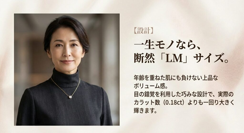 年齢を重ねた肌にも負けない上品なボリューム感を持つダムールネックレスLMサイズ