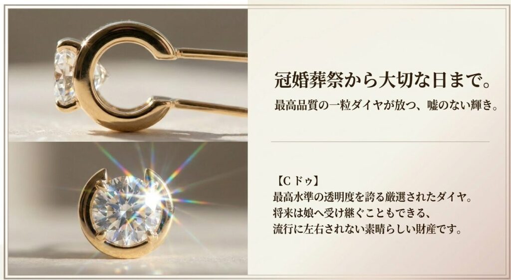 最高品質の一粒ダイヤモンドが輝くカルティエのCドゥピアスの特徴