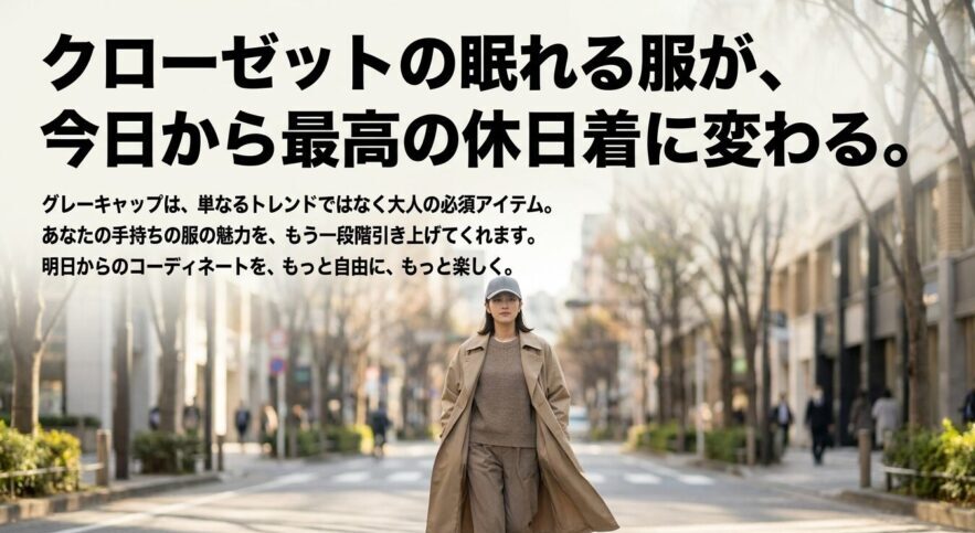 グレーキャップでクローゼットの眠れる服が最高の休日着に変わる