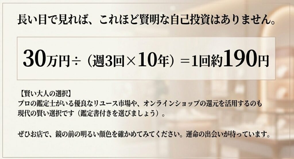 着用回数から計算したジュエリーのコストパフォーマンスと賢い選択の解説