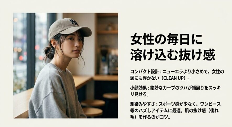 女性の毎日に溶け込む小顔効果とコンパクト設計を備えた47キャップの魅力