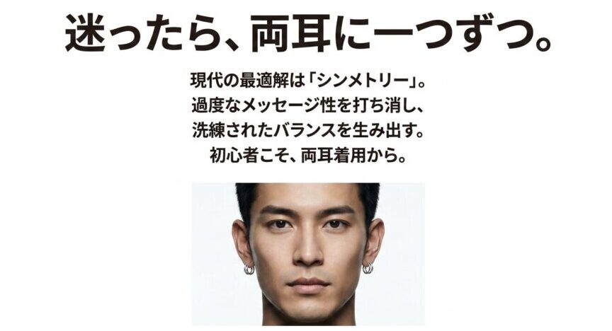 初心者におすすめの、両耳に一つずつ着用するシンメトリーなスタイル。