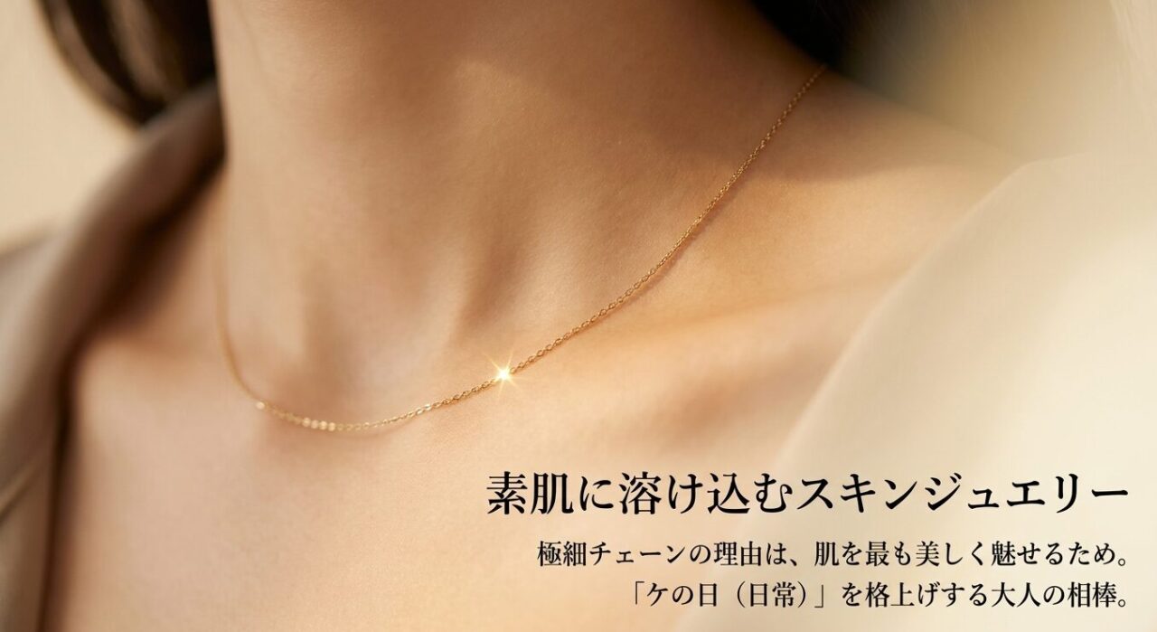 極細チェーンが肌を最も美しく魅せる、日常を格上げする大人の相棒としてのスキンジュエリーの解説