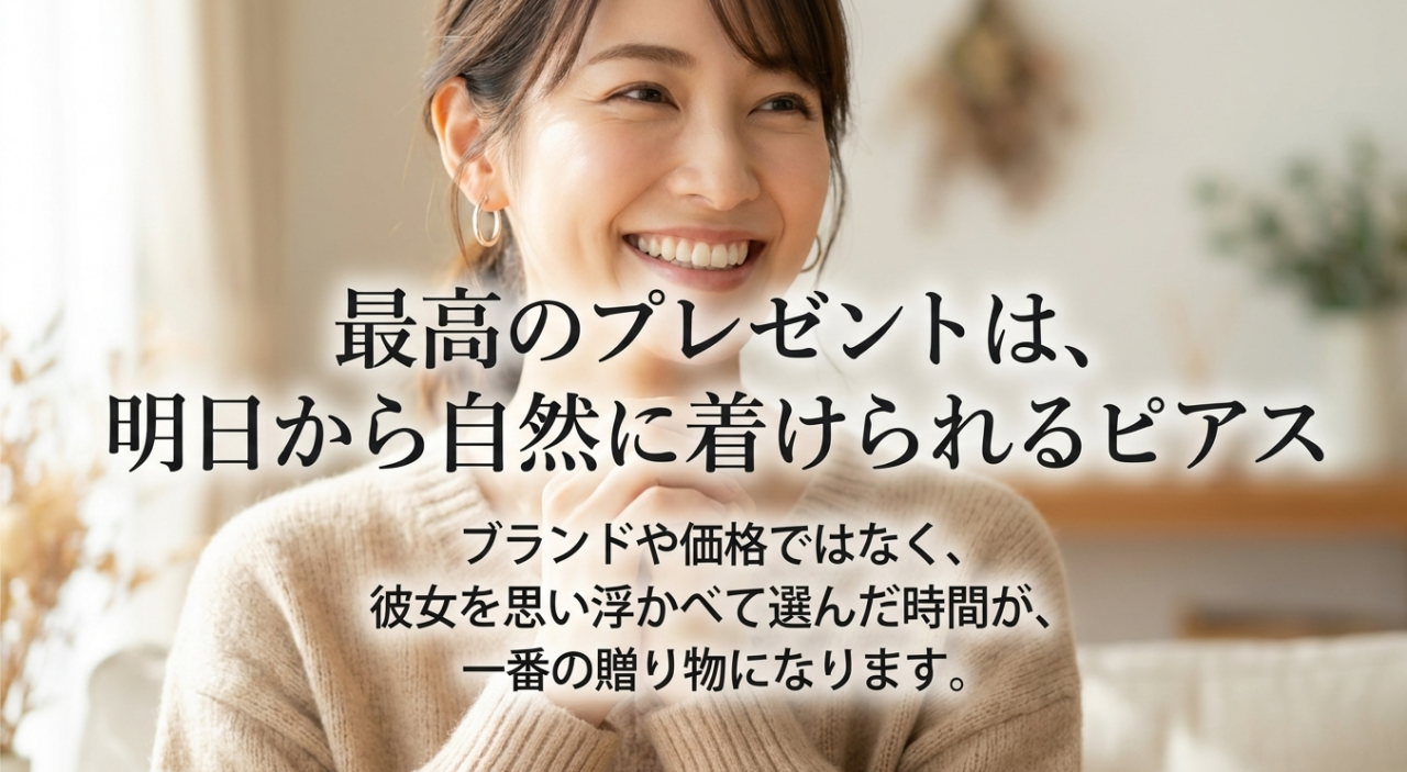 最高のプレゼントは彼女が翌日から自然に着けられるピアスだと伝えるまとめ画像