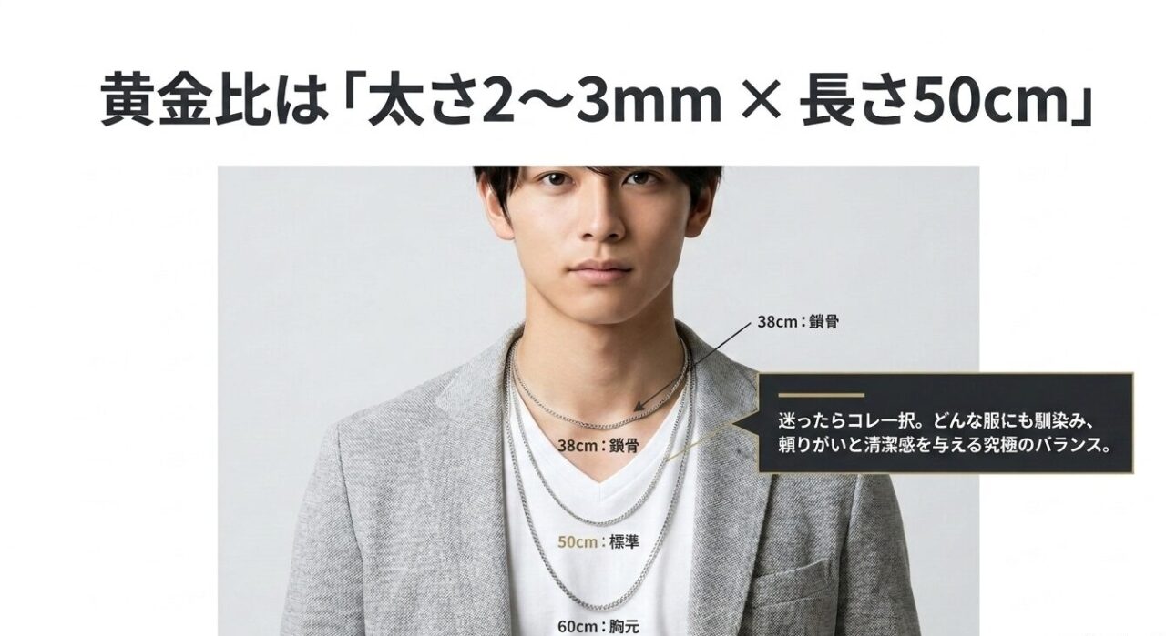 チェーンの黄金比は太さ2〜3mm、長さ50cm
