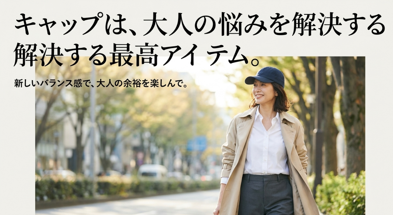 キャップは、大人の悩みを解決する最高アイテム。新しいバランス感で、大人の余裕を楽しんで