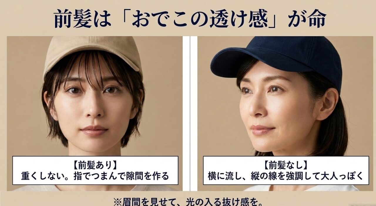 おでこの透け感で抜け感を作る前髪ありと前髪なしのスタイル別アレンジ